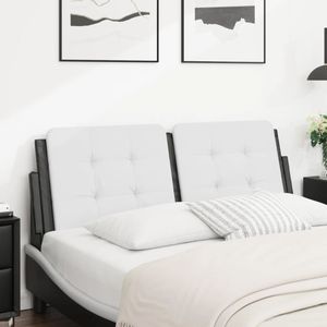 vidaXL Hoofdbordkussen 120 cm kunstleer wit en zwart