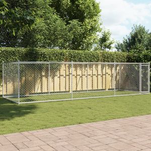 Hundezwinger mit Tür Grau 6x2x1,5 m Verzinkter Stahl vidaXL