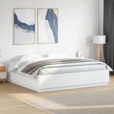 vidaXL Bedframe met LED-verlichting bewerkt hout wit 200x200 cm