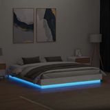 vidaXL - Bedframe - met - LED-verlichting - wit - 200x200 - cm
