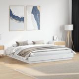vidaXL - Bedframe - met - LED-verlichting - wit - 200x200 - cm