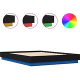 vidaXL - Bedframe - met - LED - zonder - matras - 150x200 - cm - zwart