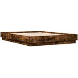 vidaXL - Bedframe - met - LED-verlichting - gerookt - eikenkleurig - 120x190 - cm