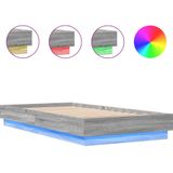 vidaXL - Bedframe - met - LED-verlichting - grijs - sonoma - eikenkleurx190 - cm