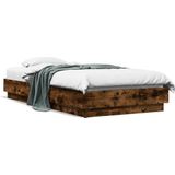 vidaXL Bedframe met LED-verlichting gerookt eikenkleurig 75x190 cm
