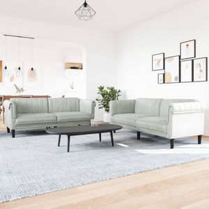 vidaXL 2-delige Loungeset - Fluweel - Lichtgrijs
