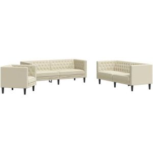 Vidaxl - 3-tlg. Chesterfield-Sofa-Set Creme Kunstleder