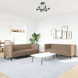 vidaXL 2-delige Loungeset Chesterfield-stijl kunstleer cappuccinokleur