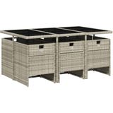 vidaXL - 7-delige - Tuinset - met - kussens - poly - rattan - grijs