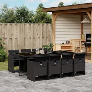 vidaXL - 9-delige - Tuinset - poly - rattan - zwart