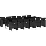 vidaXL - 13-delige - Tuinset - met - kussens - poly - rattan - zwart