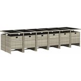 vidaXL 13-delige Tuinset met kussens poly rattan lichtgrijs