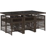 vidaXL - 7-delige - Tuinset - met - kussens - poly - rattan - bruin