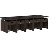 vidaXL - 11-delige - Tuinset - met - kussens - poly - rattan - bruin