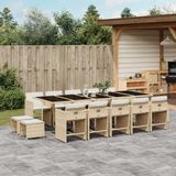 vidaXL - 15-delige - Tuinset - met - kussens - poly - rattan - beige