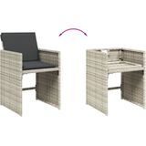 vidaXL 9-delige Tuinset met kussens poly rattan lichtgrijs