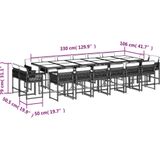 vidaXL 17-delige Tuinset met kussens poly rattan beige