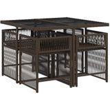 vidaXL - 5-delige - Tuinset - met - kussens - poly - rattan - bruin