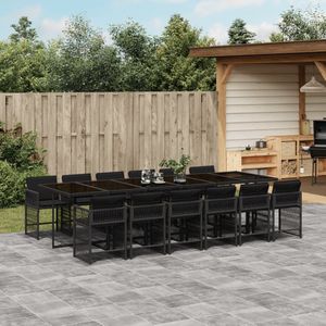 vidaXL - 13-delige - Tuinset - met - kussens - poly - rattan - zwart