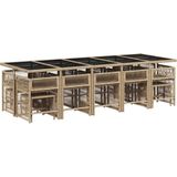 vidaXL - 15-delige - Tuinset - met - kussens - poly - rattan - beige