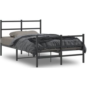 vidaXL Bedframe met hoofd- en voeteneinde metaal zwart 120x200 cm