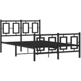 vidaXL - Bedframe - met - hoofd- - en - voeteneinde - metaal - zwartx190 - cm