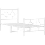 vidaXL Bedframe met hoofd- en voeteneinde metaal wit 75x190 cm