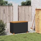 Vidaxl - Garten-Auflagenbox Schwarz 80x40x48 cm Poly Rattan Akazienholz