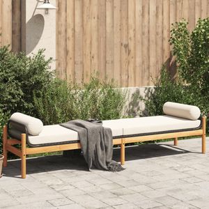 vidaXL Gartenbank mit Kissen Schwarz Poly Rattan Akazie