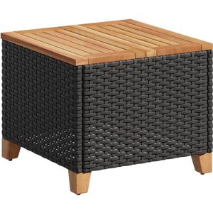 vidaXL - Tuintafel - Zwart - Poly Rattan en Acaciahout
