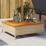 vidaXL Parasolvoetbedekking 70x70x25 cm poly rattan acaciahout beige