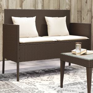 vidaXL - Tuinbank - met - kussens - poly - rattan - bruin