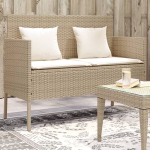 Gartenbank mit Kissen Beige Poly Rattan vidaXL