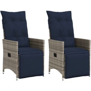 vidaXL - Tuinstoelen - Verstelbaar - Grijs - Poly Rattan - 2 st