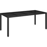 vidaXL - 7-delige - Tuinset - met - kussens - poly - rattan - zwart