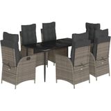 vidaXL 7-delige Tuinset met kussens poly rattan grijs
