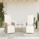 Gartensessel mit Kissen 2 Stk. Verstellbar Beige Poly Rattan vidaXL