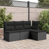 vidaXL Tuinkruk met kussen 55x55x37 cm poly rattan zwart
