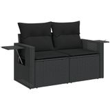 vidaXL - Tuinbank 2-zits - Zwart - Poly Rattan - Inclusief Kussens