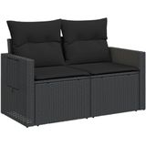 vidaXL - Tuinbank 2-zits - Zwart - Poly Rattan - Inclusief Kussens