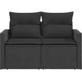 vidaXL - Tuinbank 2-zits - Zwart - Poly Rattan - Inclusief Kussens