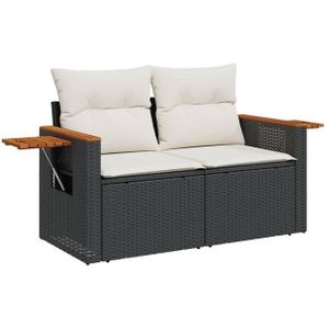vidaXL - Tuinbank 2-zits - Zwart - Poly Rattan - Met Kussens