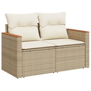 vidaXL - Tuinbank 2-zits - Beige - Poly Rattan - Met Kussens