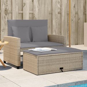 vidaXL - Tuinbank 2-zits - Beige - Poly Rattan - Met Kussens