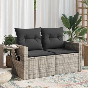 Harald - Tuinbank - Grijs - Poly Rattan - 2-Zits Met Kussens