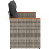 vidaXL Gartensofa 2-Sitzer mit Kissen Grau Poly Rattan