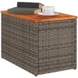 vidaXL Tuinbijzettafels 2 st 55x34x37 cm poly rattan en hout grijs