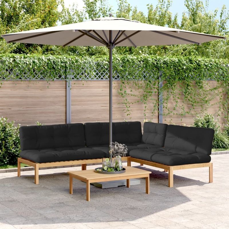 Vidaxl - 4-tlg. Garten-Sofagarnitur aus Paletten mit Kissen Akazienholz