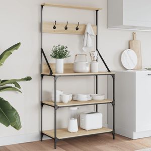 Bäckerregal mit Haken 4 Böden Sonoma-Eiche Holzwerkstoff vidaXL