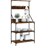 Vidaxl - Bäckerregal mit Haken 4 Böden Räuchereiche Holzwerkstoff